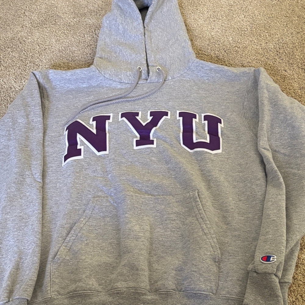 Champion Gray Hoodie - NYU!